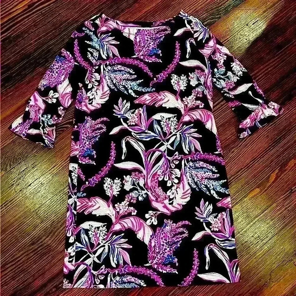 Lilly Pulitzer Other - - Lilly Pulitzer Sophie Shift Dress Black Pink Floral Sz GIRLS (kids) 12-14